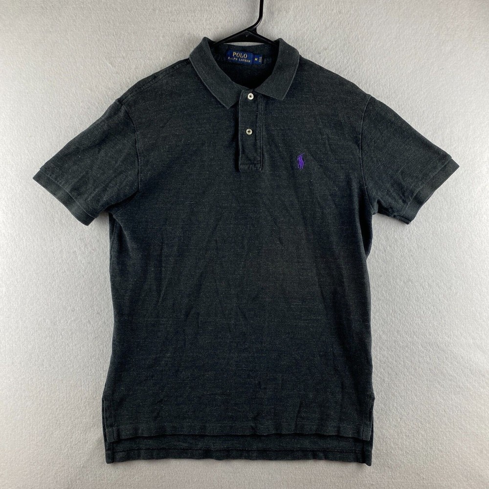 Polo Ralph Lauren Polo Shirt Mens M Medium Gray Little Pony Cotton Short Sleeve